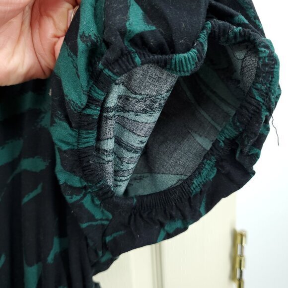 Scoop Tiered Ruffle Midi Dress M Black/Green - Picture 12 of 16